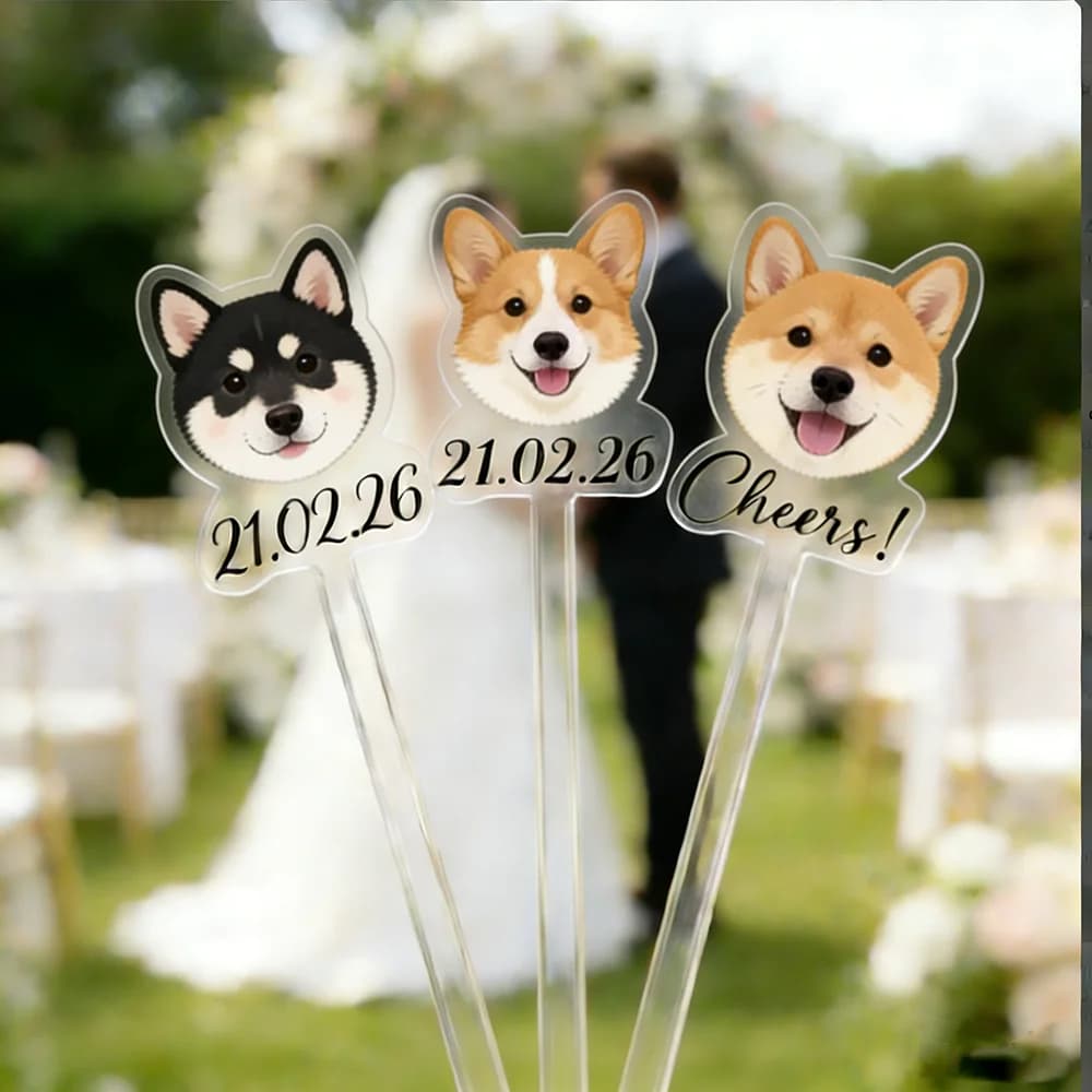 50/100/150 Pezzi Bastoncini Personalizzati Stampati su Due Lati per Cocktail in Acrilico, Bastoncini Personalizzati per Animali Domestici, Mescolatori per Bevande per Matrimoni