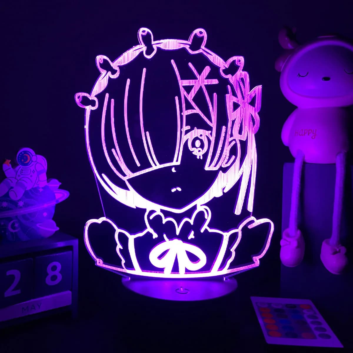 Lampada anime Re Zero Inizia la vita in un altro mondo Supporto luminoso in acrilico per l'arredamento della stanza Luce notturna Regalo Re Zero Rem Action Figure