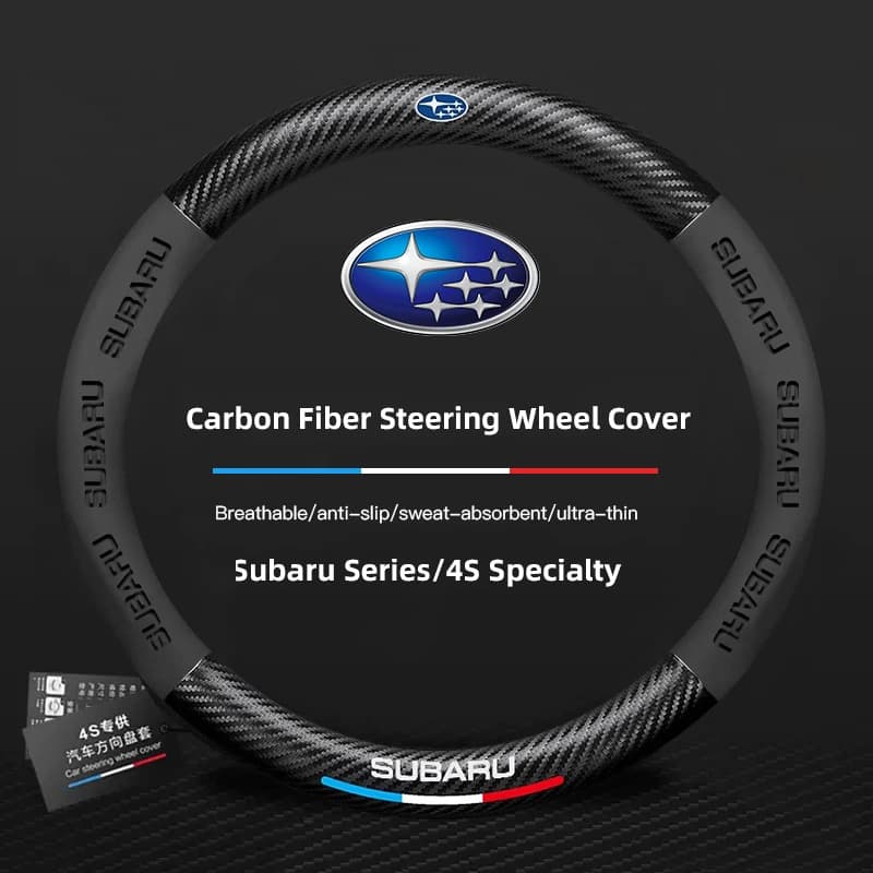 Coprivolante in pelle per auto in fibra di carbonio antiscivolo per interni auto per Subaru STI XV BRZ Smart Legacy Levorg Mpreza WRX Tribeca
