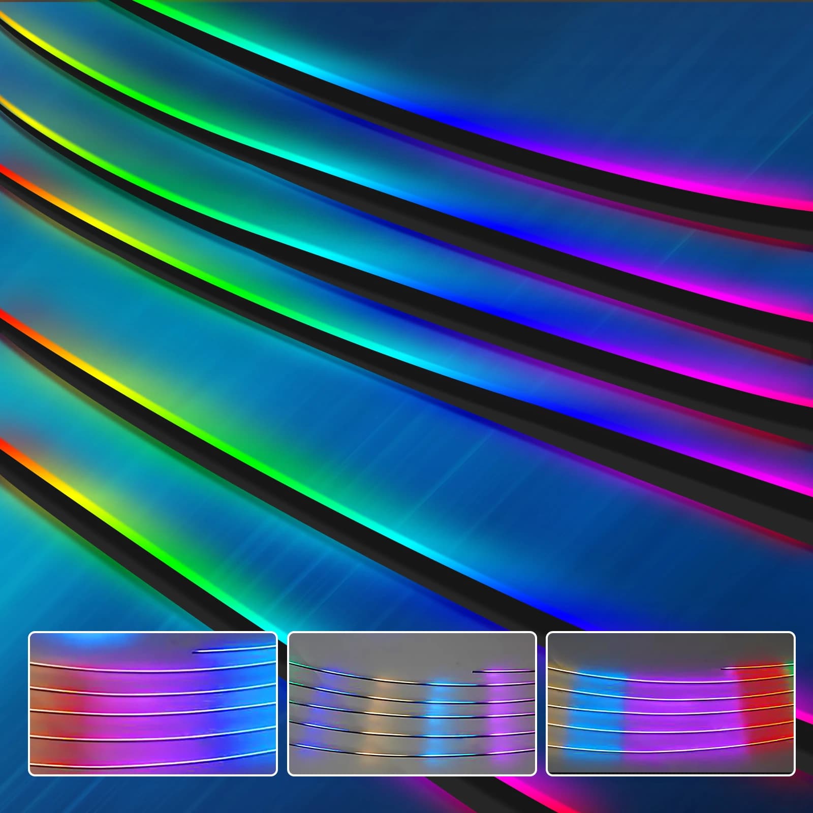 Parti della luce ambientale per auto sinfonia Guida per strisce LED in acrilico a LED Retroilluminazione Decorazione universale Luce ambientale per atmosfera arcobaleno