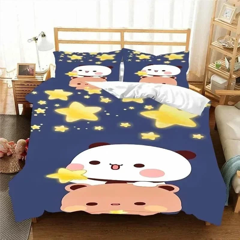 Kawaii Bubu e Dudu Stampa 3D Anime Set di biancheria da letto Copripiumino Piumino Letto Singolo Twin Completo King Queen Size Set di biancheria da letto per bambini