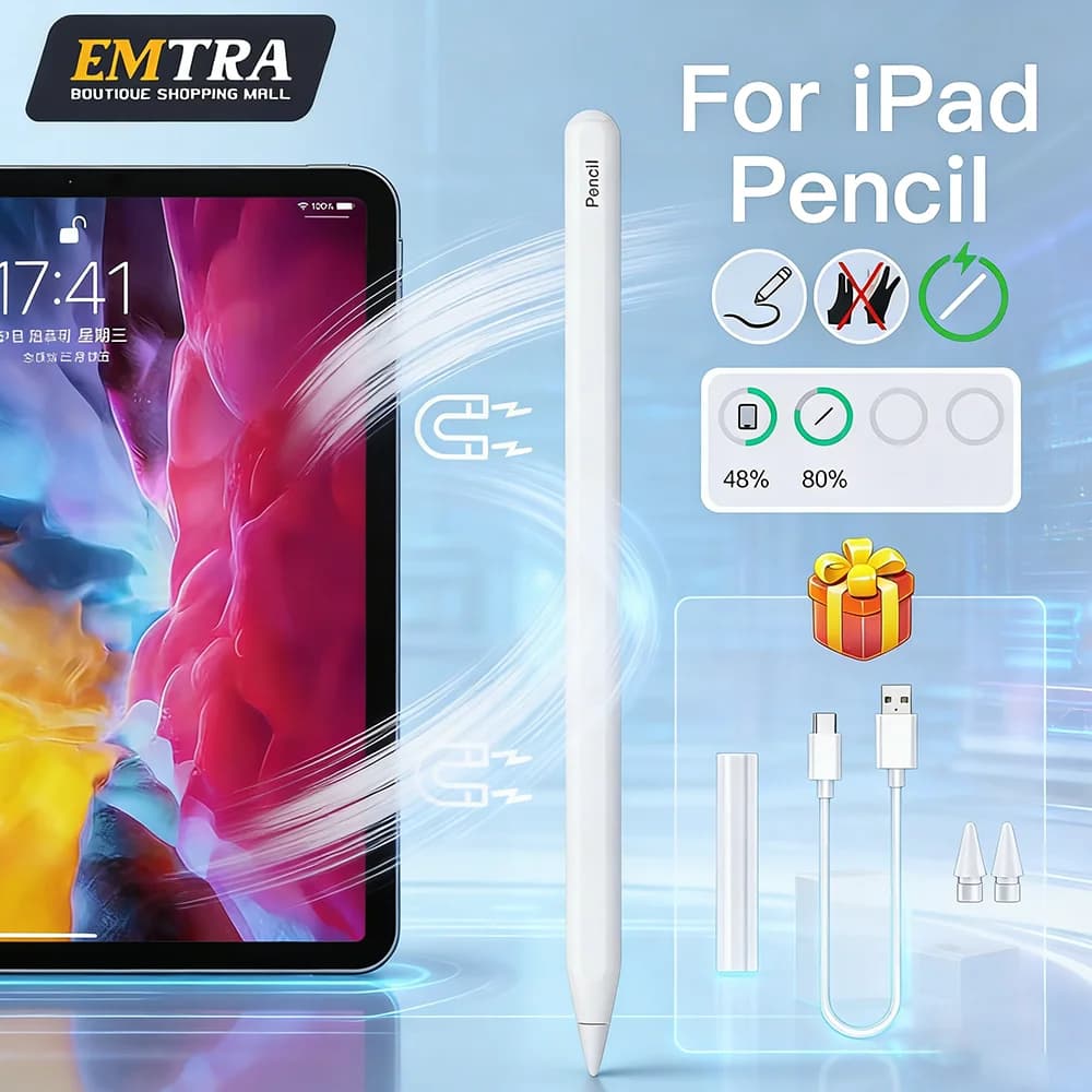Per Apple Pencil 2 1, Penna Stilo con Ricarica Wireless e Rilevamento del Palmo, Compatibile con iPad Air 4 5 Pro 11 12.9 Mini 6, Accessori per iPad Pencil