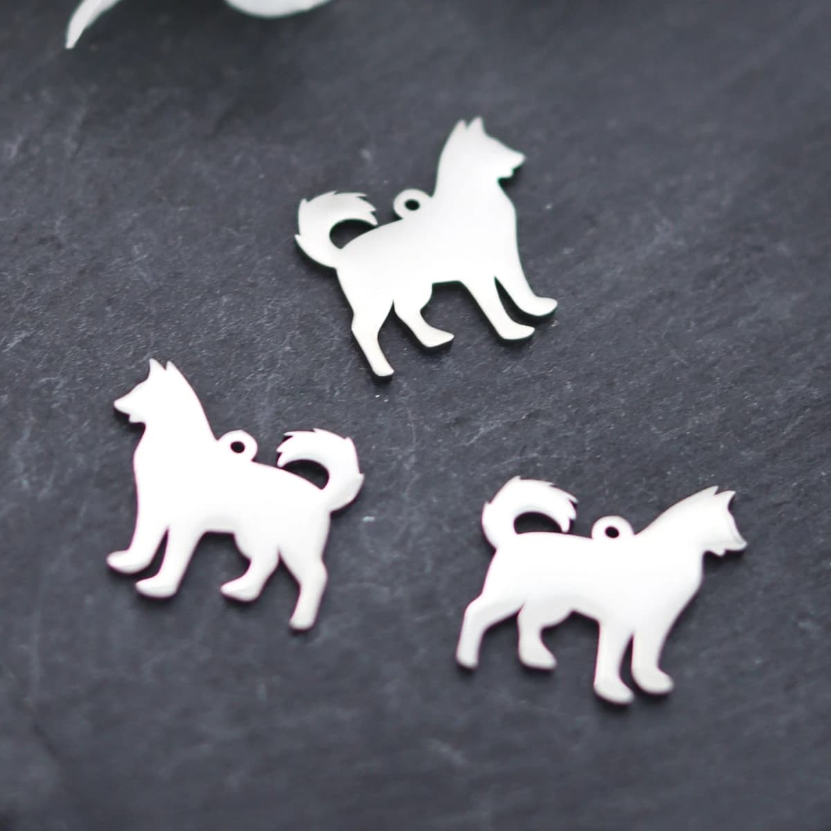 3pcs Cute Stainless Steel Dog Charms Lovely Animal Charms For Earrings Bracelet Necklace Pendant Handmade Jewelry Making DIY
