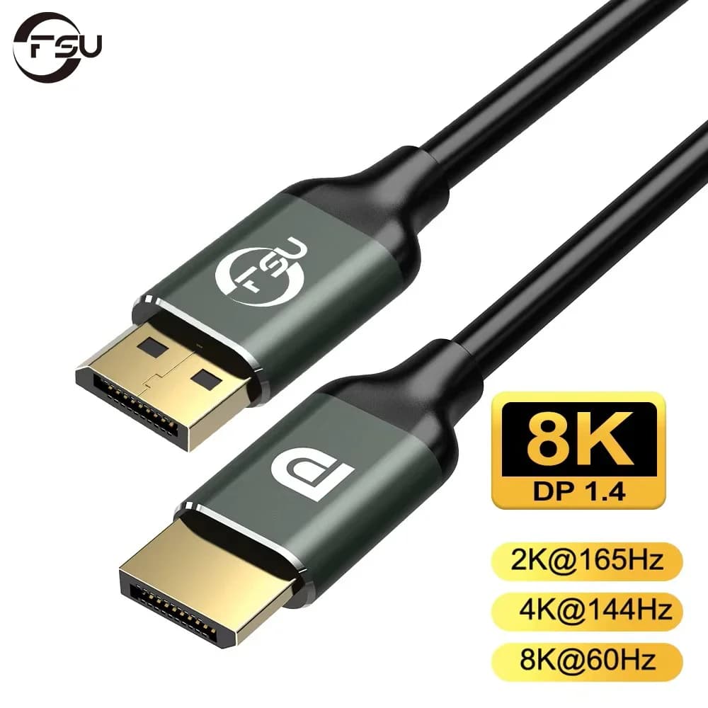 FSU 8K DisplayPort 1.4 Cavo 4K HDR 144Hz 165Hz Adattatore porta display per Video PC Laptop TV DP 1.4 1.2 Display Port 1.2 Cavo
