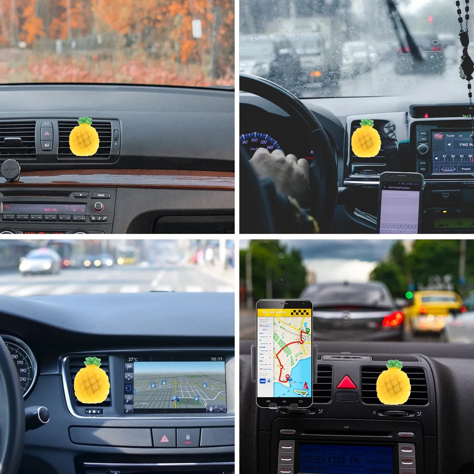 Deodorante per Auto a Clip per Bocchetta di Ventilazione, Design Ananas, Diffusore di Oli Essenziali in Acrilico, Decorativo per Interni Auto