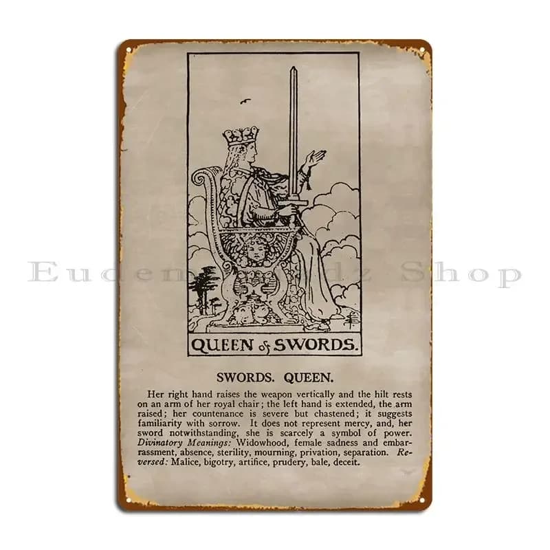 Targa in metallo con carta dei Tarocchi Regina delle Spade, per cinema, cucina, personalizzabile, da parete, per pub, poster in latta