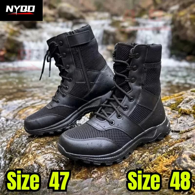 Summer Breathable Motorcycle Boots with Soft Sole Shock-absorbing Mesh Lightweight Men's Shoes Casual Hiking Boots