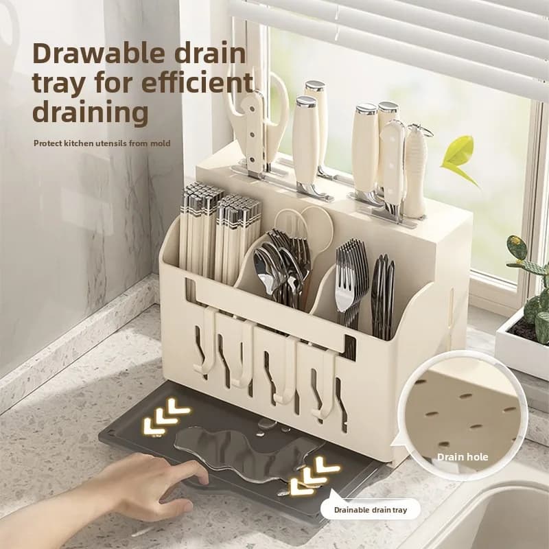 Wall knife holder - Carbon steel magnetic knife holder, kitchen organizer without drill with slot for wands, tool holders