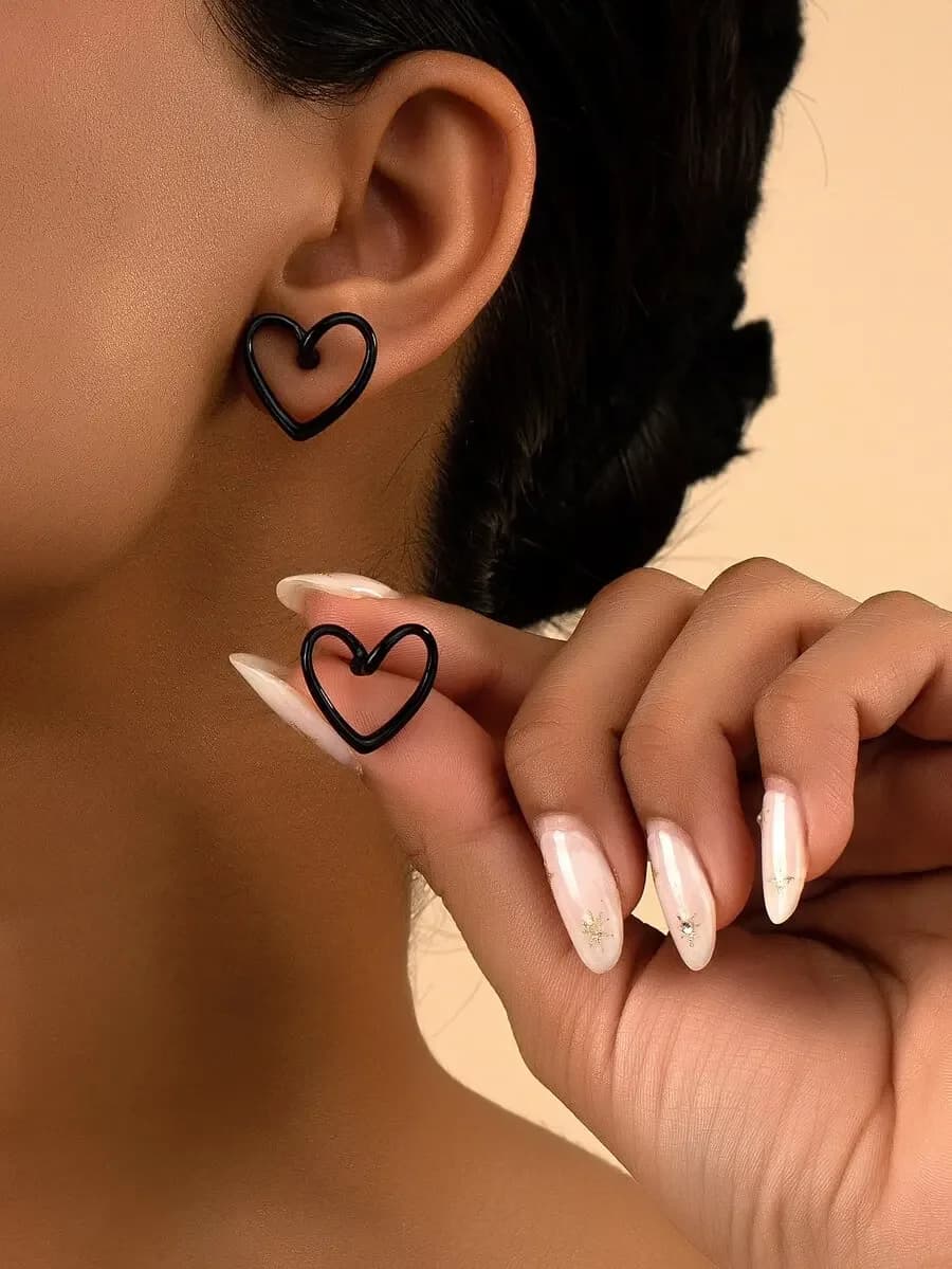 Heart-shaped stud earrings for everyday wear — lightweight comfortable design perfect for sensitive ears