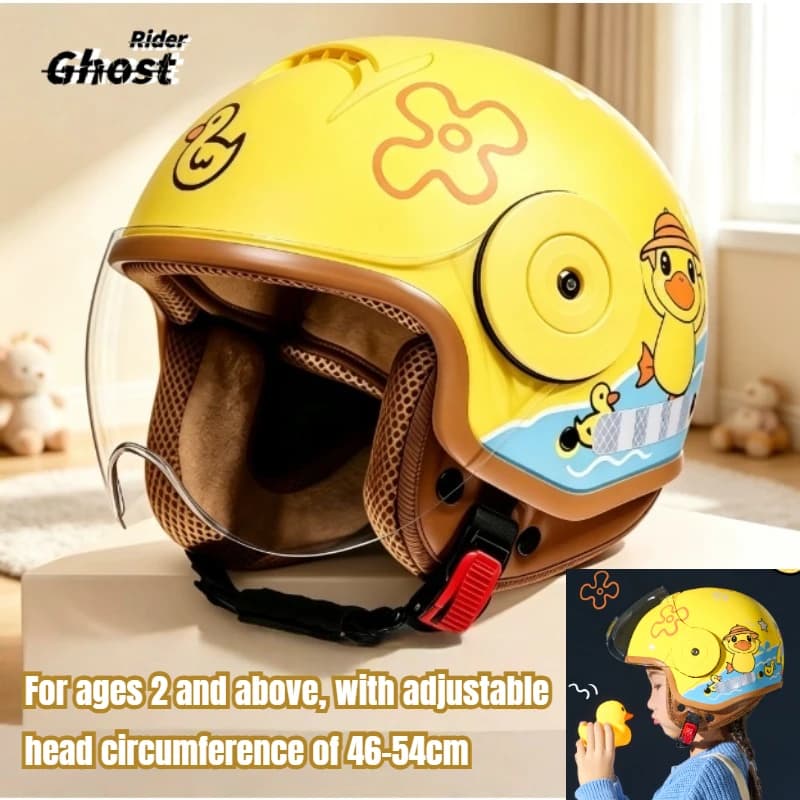 Children Cartoon Cute Four Seasons Motorcycle Helmets Open Face Electric Car Bike Child Helmet for Kids Boy Girl 46-54cm