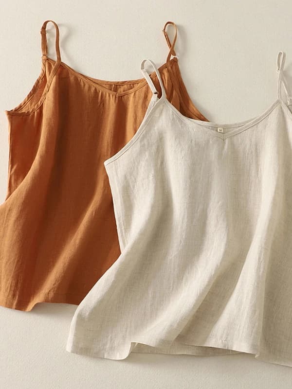 Canotta Regolabile in Puro Lino da Donna, Top Versatile Monocolore, Comoda per il Pendolarismo