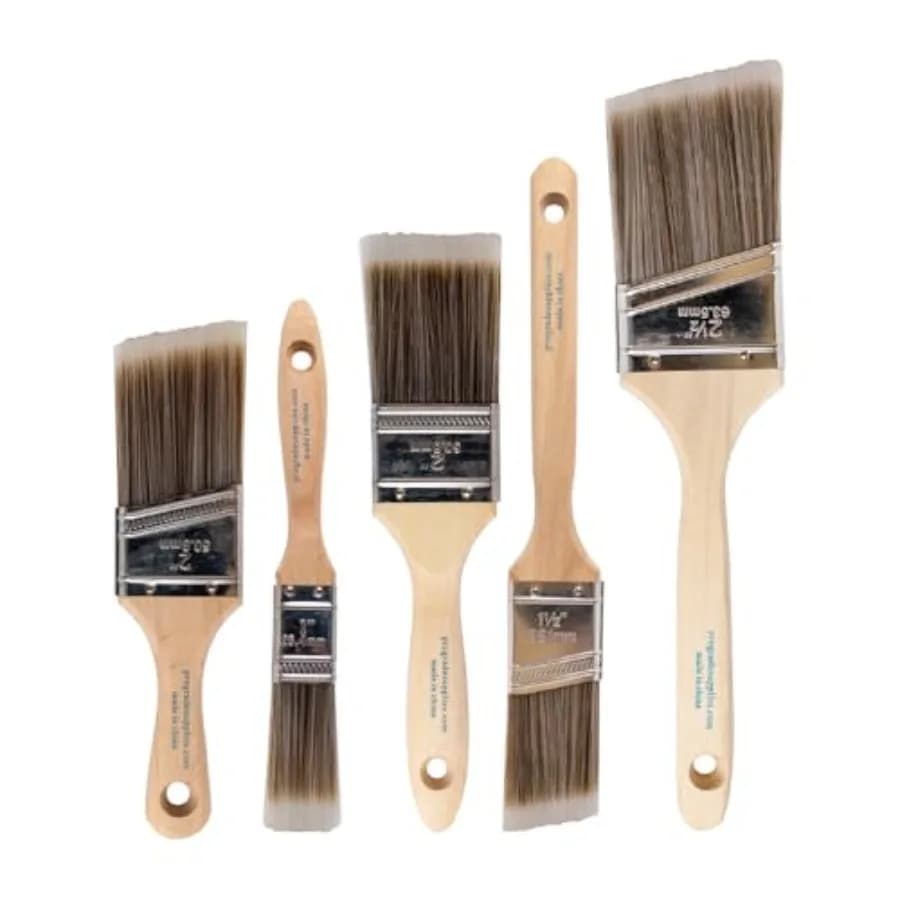 Paint Brushes, 5-Piece Paint Brush Set, Flat and Angle Brushes for Walls, Trim, Cabinets, Interior and Exterior Latex and Oil P