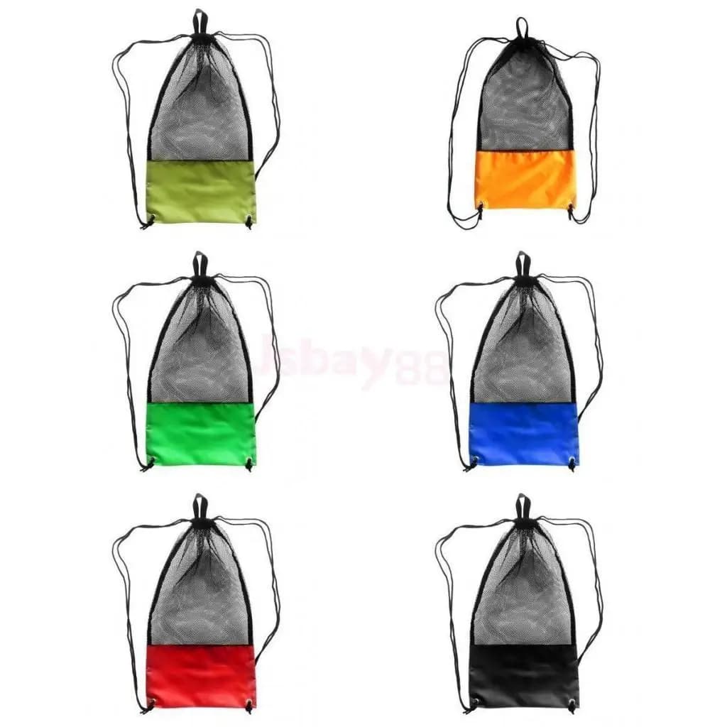 Net swim bag with drawstring, swim bag, gym backpack with shoulder, diving equipment and snorkeling, various colors