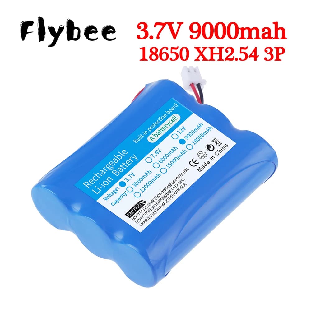 Batteria al litio 1 s3p 3.7V 9000mAh 18650 con spina XH2.54-2P per la pesca altoparlante Bluetooth con luce a LED 4.2V Backup della luce di emergenza