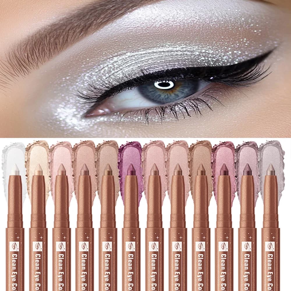 12 Color Waterproof Shade Sticks, Long Life, High Pigmentation, With Shiny Glitter and Matt Shade