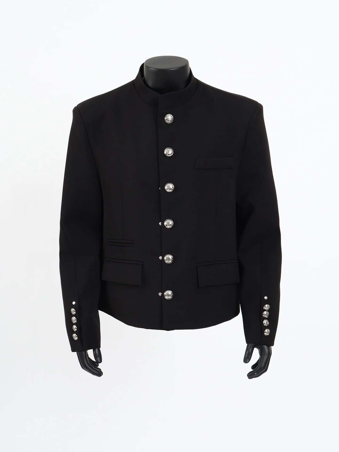 Giacca Nera da Uomo su Misura, Stile Cinese con Spalline e Colletto Rialzato, Abito Casual Giovanile di Tendenza per l'Autunno