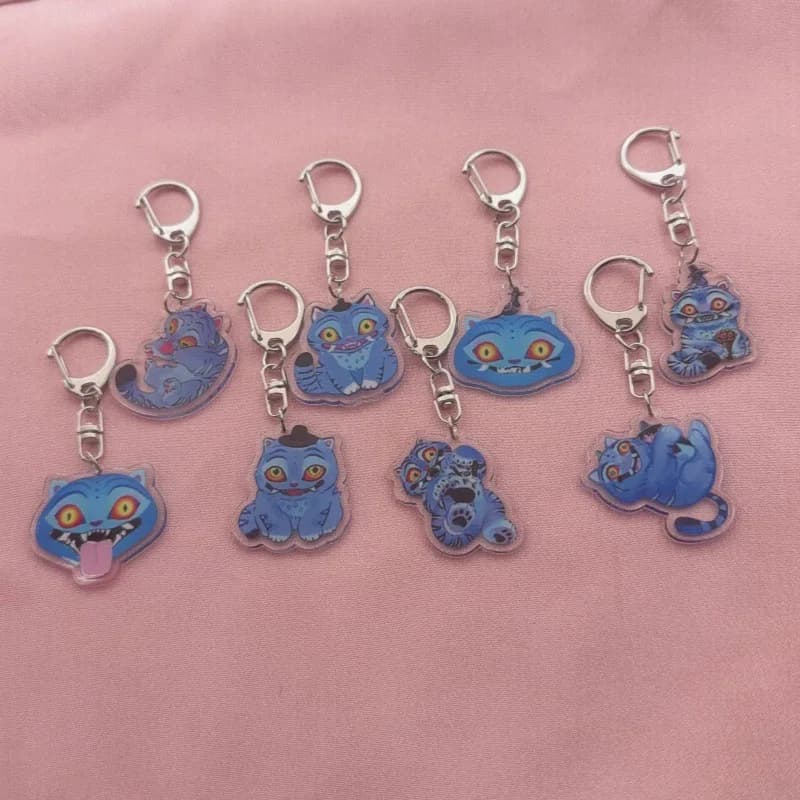 8pcs acrylic cute cat keychain, the best gift
