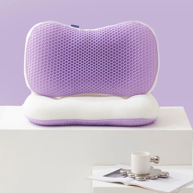 Cuscino Ergonomico in Pectina TPE Kinitt Cotton AB Side, Curva Ergonomica a Pressione Zero per Cervicale e Collo, Cuscini Confortevoli per Dormire
