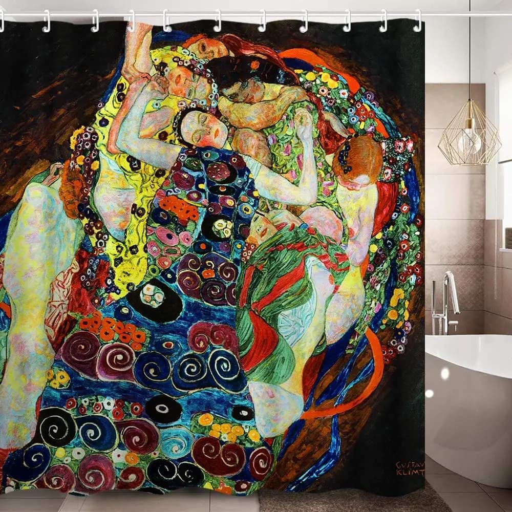 Boho Art Shower Curtain Bohemian Klimt Style Gustav Klimt Painting Bath Curtain Polyester Waterproof Wall Decor for Bathroom Uni