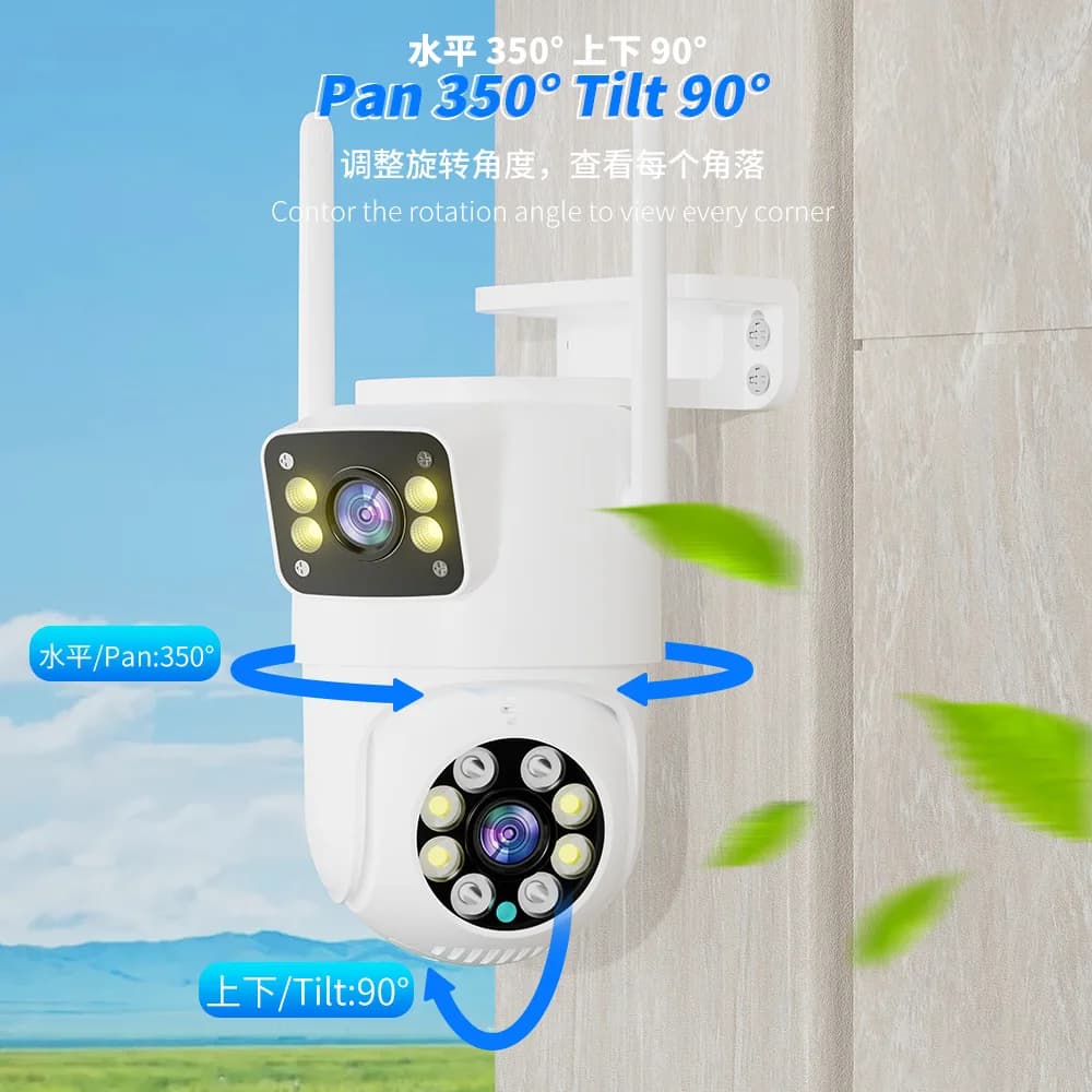 4MP UHD Carecam APP Dual Lens Wireless PTZ Wifi IP Dome Camera a colori AI Rilevazione umanoide Sicurezza CCTV Baby Monitor