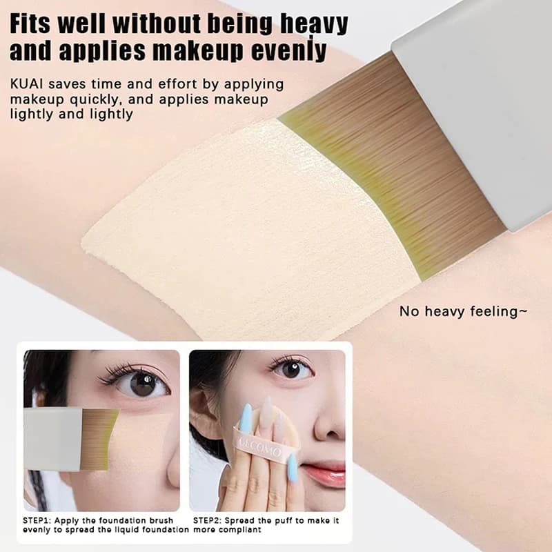 1 Mezzaluna Shaped Bottom Brush, Single Line Ultra-thin Design, Short Sleeve, Professional Makeup Tool with Soft Seeds