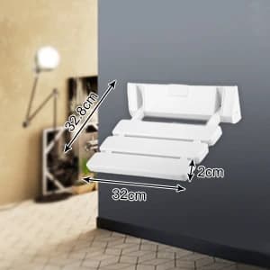 Wall Shower Seat, Wall Foldable Shower Seat, Foldable Shower Chair Wall Stool for Non-slip White Bathroom