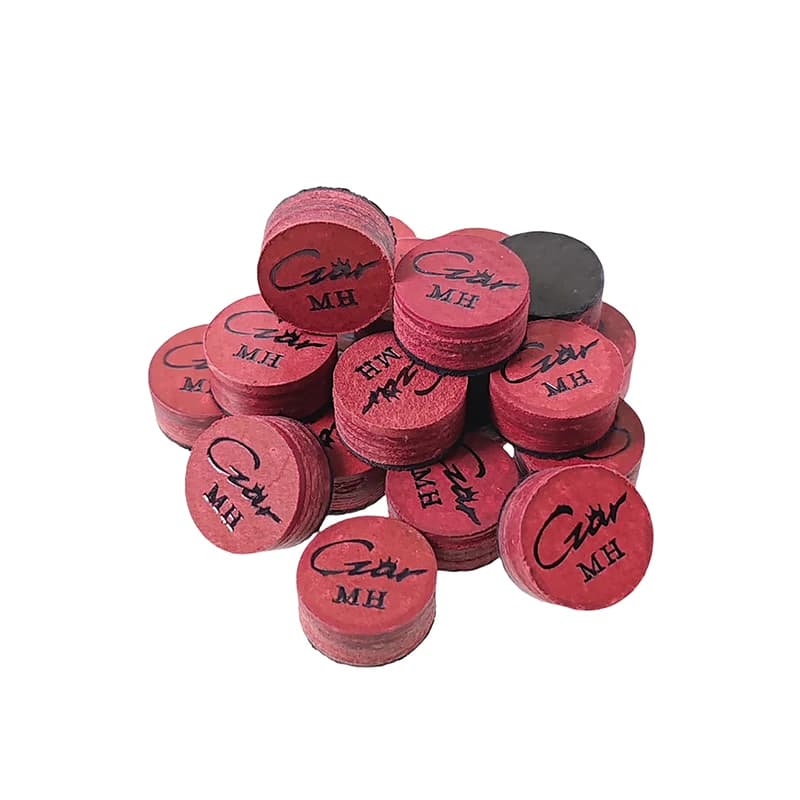 Punta per stecca punte per stecca da biliardo medio-rigide (14mm) punte rosse In pelle a 6 strati accessori per asta da biliardo Made In Taiwan