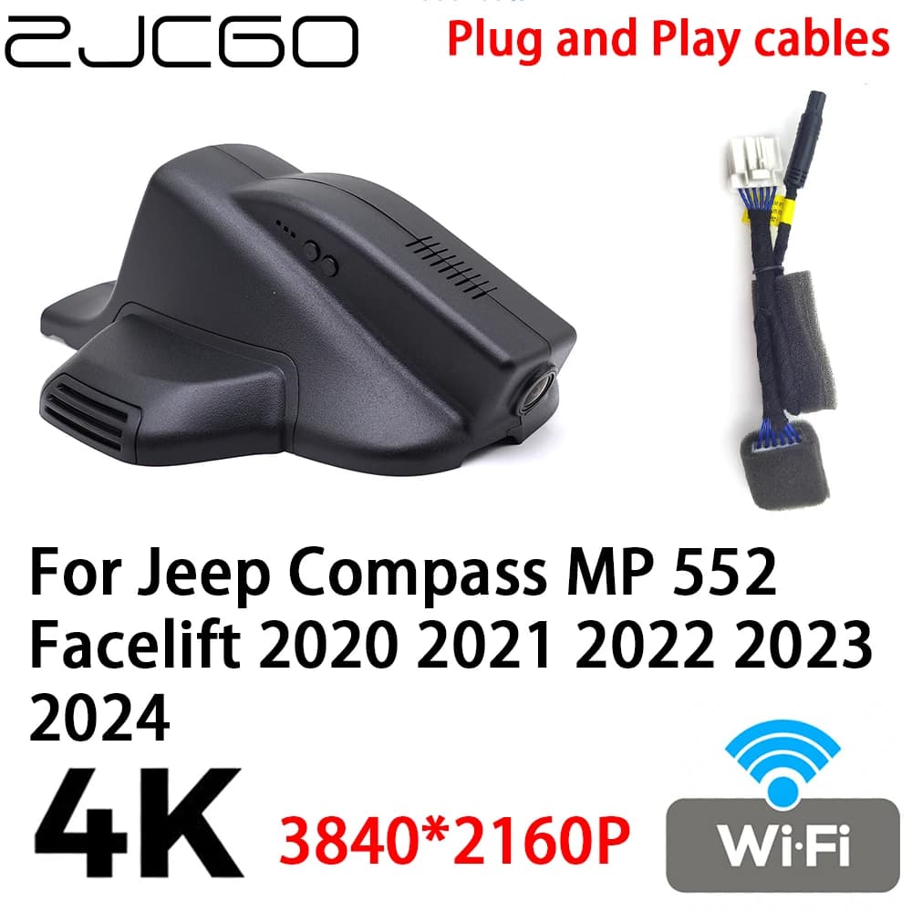 ZJCGO 4K 2160P Auto DVR Dash Cam Video Plug and Play for Jeep Compass MP 552 Facelift 2020 2021 2022 2023 2024