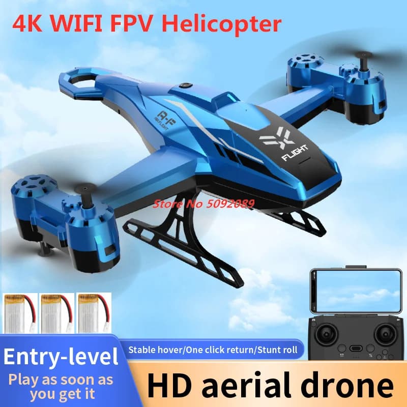 Drone RC con Telecamera HD 4K WiFi FPV, Mantenimento dell'Altezza Fissa, Elicottero RC con Hovering, Giocattolo per Bambini