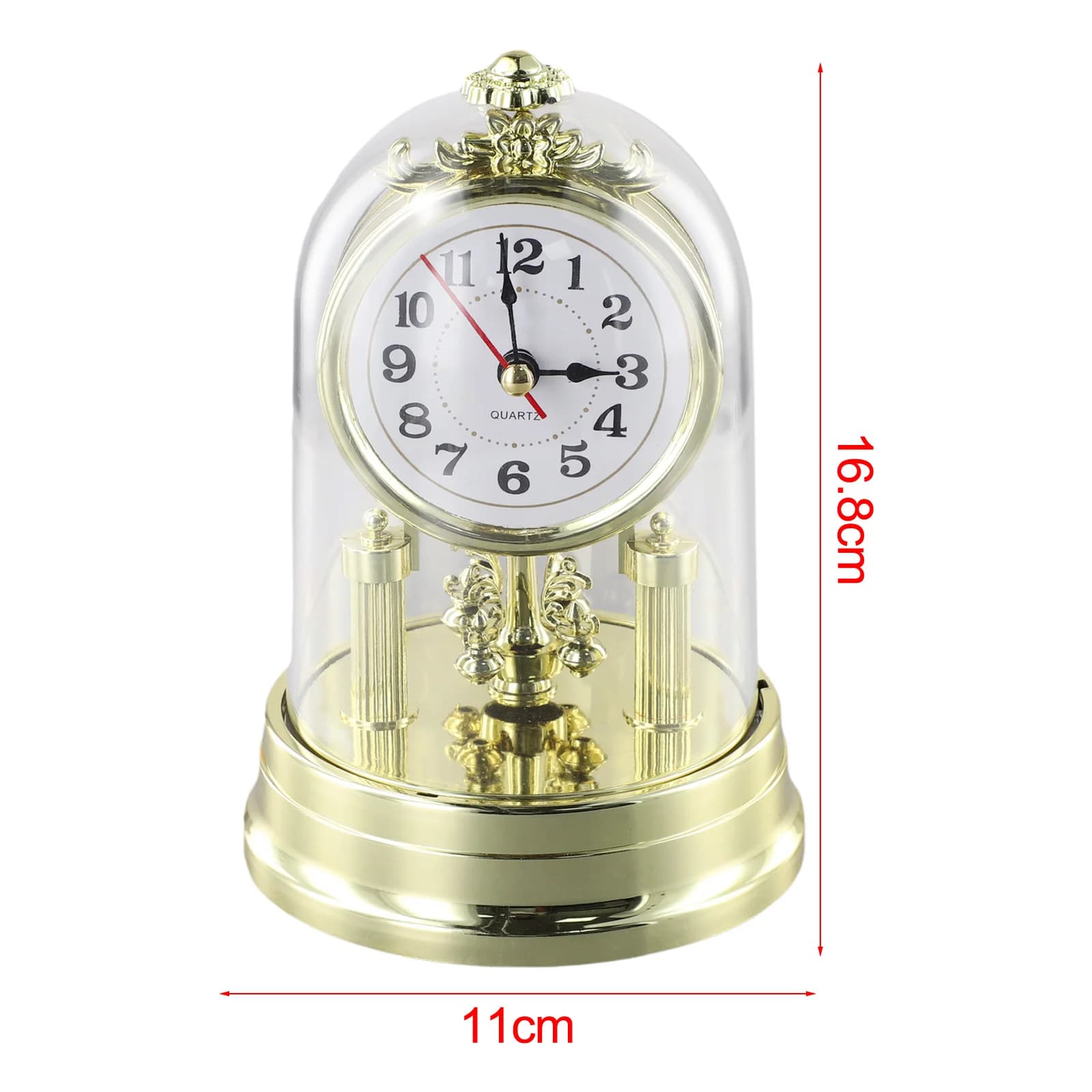 Bellissimo orologio antico con cristalli sintetici girevoli Orologio da tavolo in stile europeo Orologio classico a pendolo in oro e argento