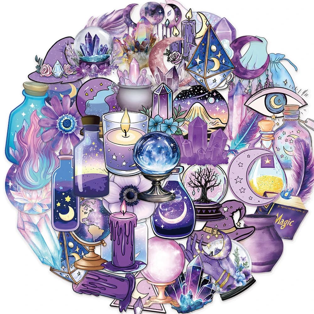 10/30/50pcs Transparent Retro Magic Witch Aesthetic Stickers Waterproof Graffiti Phone Luggage Cool Gothic Decals Pack