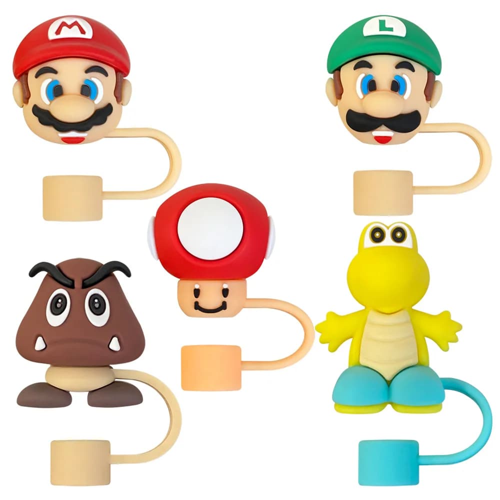 Copri-Cannucce 3D per Giochi e Cartoni Animati, Accessori per Bottiglie d'Acqua e Bicchieri, Tappi Antipolvere per Cannucce da 10mm