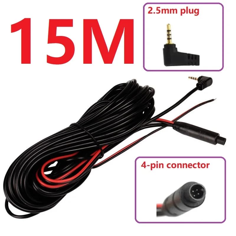 10M 12V 24V 4Pin Car DVR Dash Camera Cable Reverse Back View Parking Video Extension Cable DC 2.5MM Wire Rear View Camera Cable