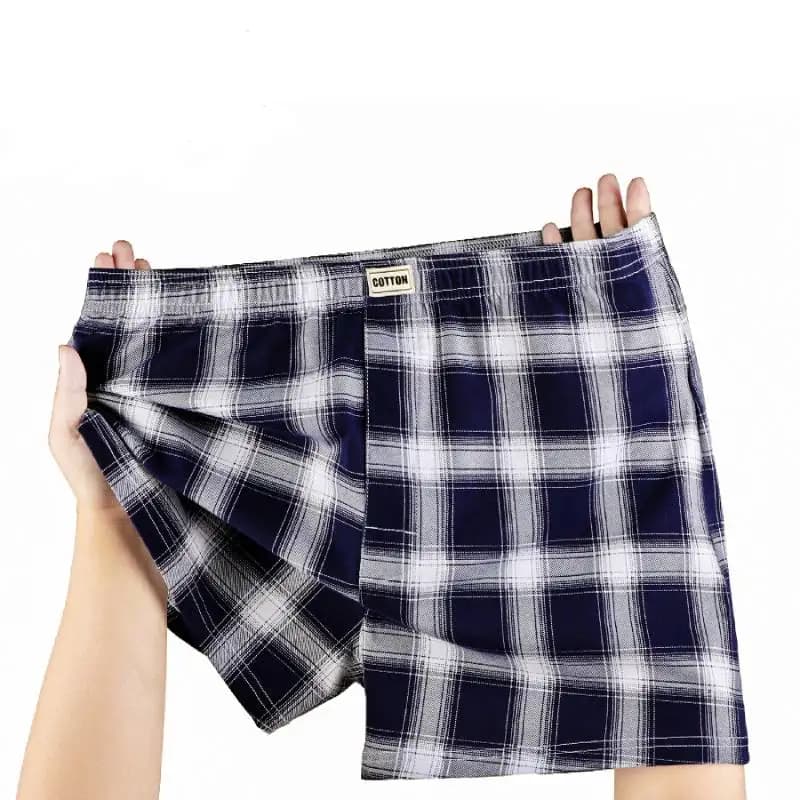 Set di 3 Boxer da Uomo in Cotone, Pantaloncini Casual a Quadri, Intimo Maschile per Dormire e Casa