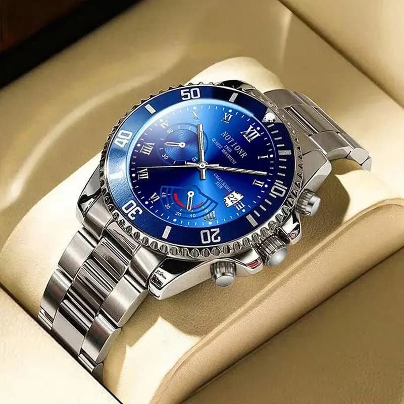 Men's Fashionable Watches Stainless Steel Quartz Wrist Watch With Luxury Ribbon Casual Business Men's Watch Luminous Calendar