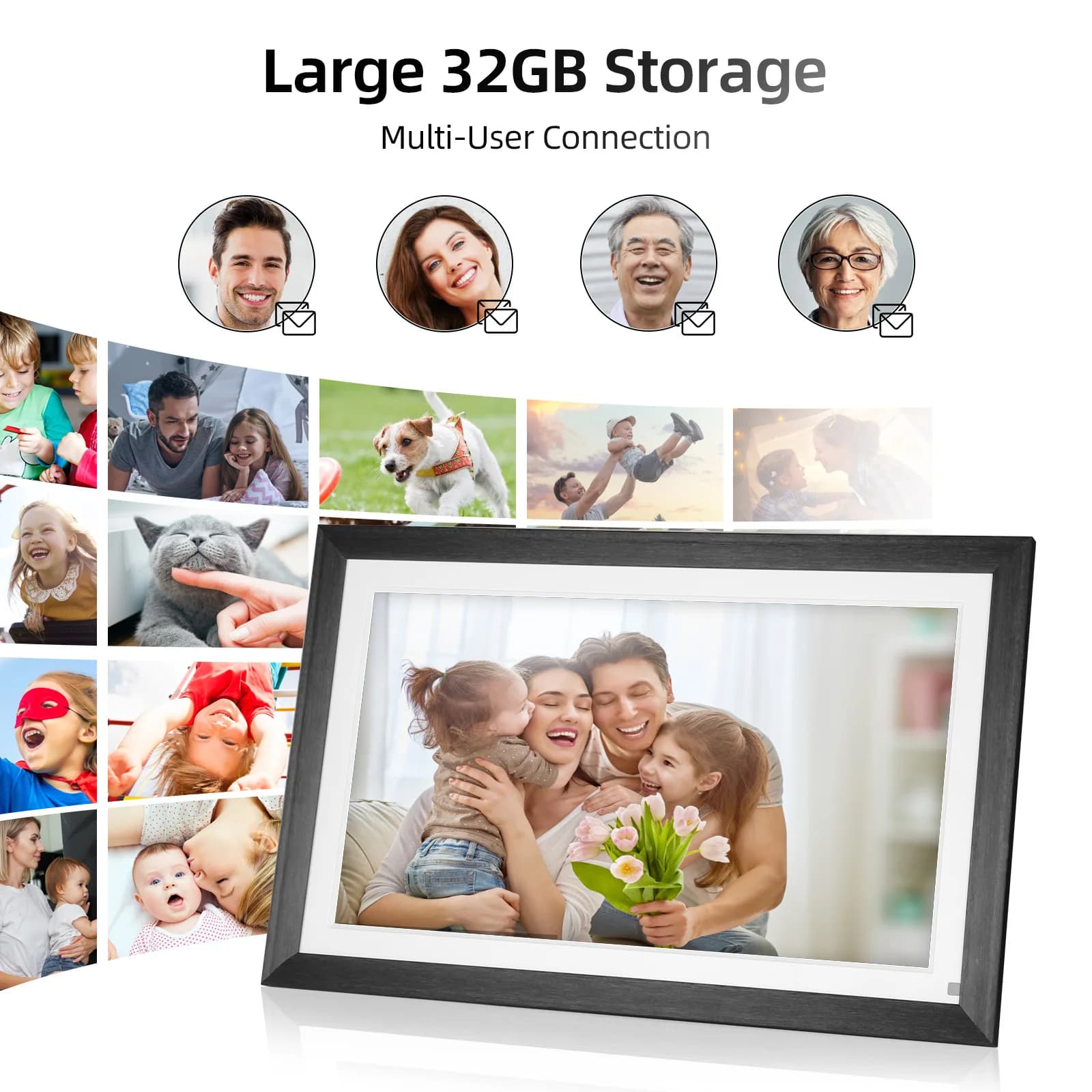Cornice Digitale Smart Touch Screen da 15.6 Pollici, Cornice Fotografica Cloud, Album Fotografico Elettronico con Formato Audio MP3