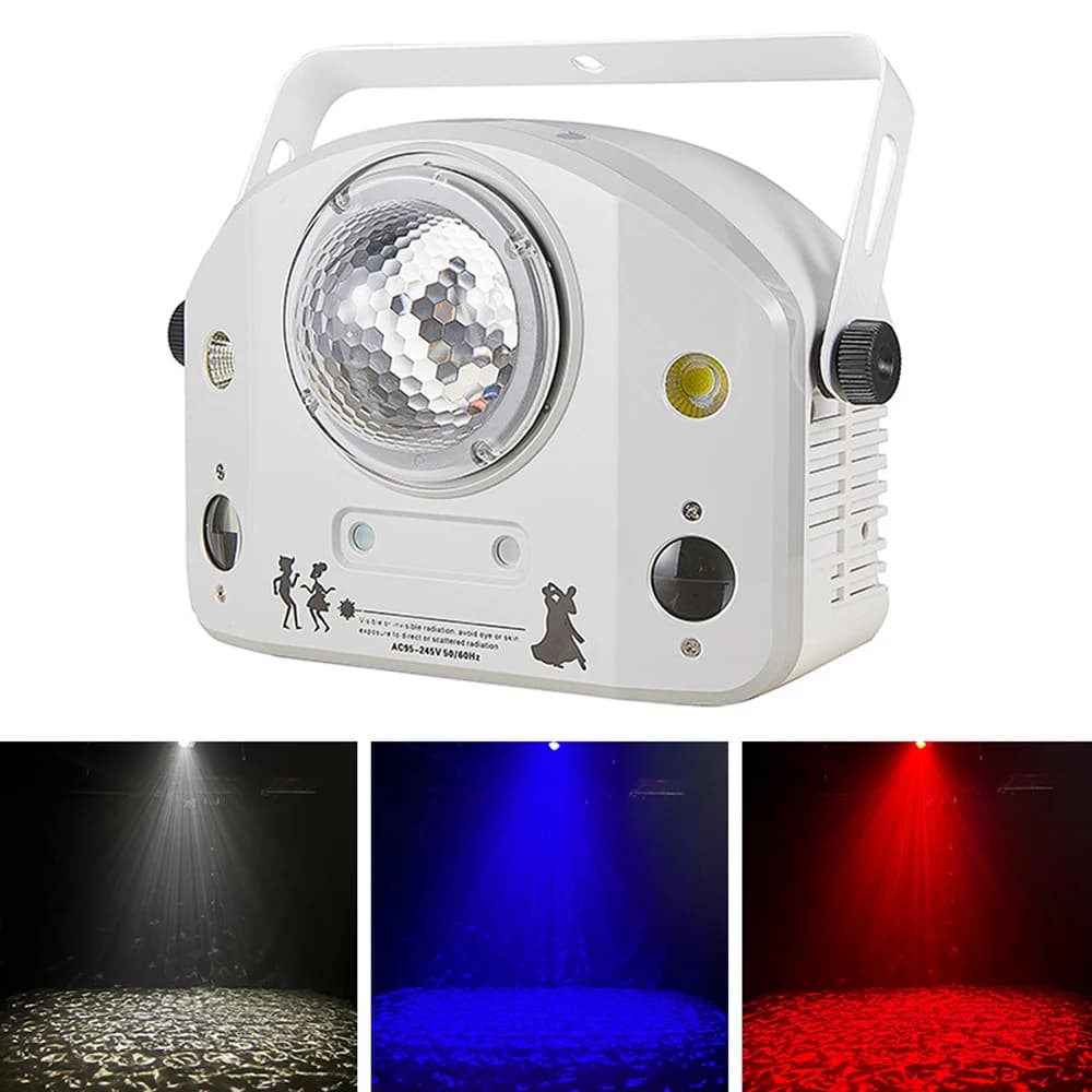 DJ Disco Light 4 in1 effetto Water Wave Pattern Light 50W DMX LED Strobe Light Stage proiettore di luce Laser per Party Wedding Club