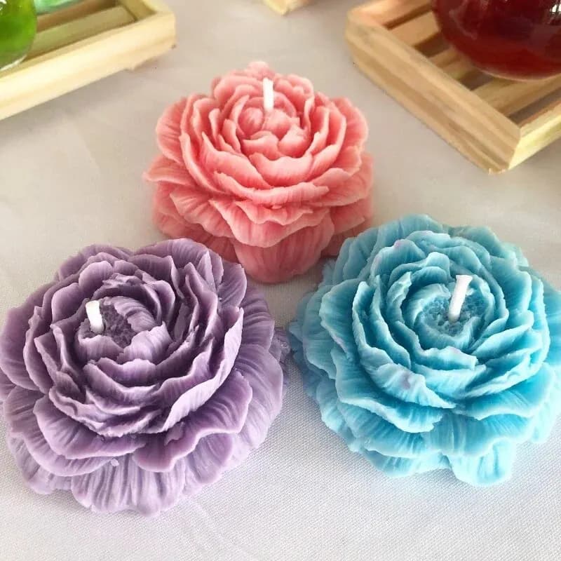 Stampo in Silicone 3D a Forma di Peonia per Candele, Sapone, Resina, Gesso, Decorazioni per la Casa, Cioccolato, Torte, Ghiaccio, Utensile per Pasticceria, Regali