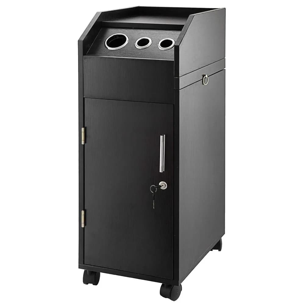 Carrello per Salone di Bellezza e SPA con 4 Cassetti, Ruote, Chiudibile a Chiave, 2 Chiavi, con Supporto per Asciugacapelli