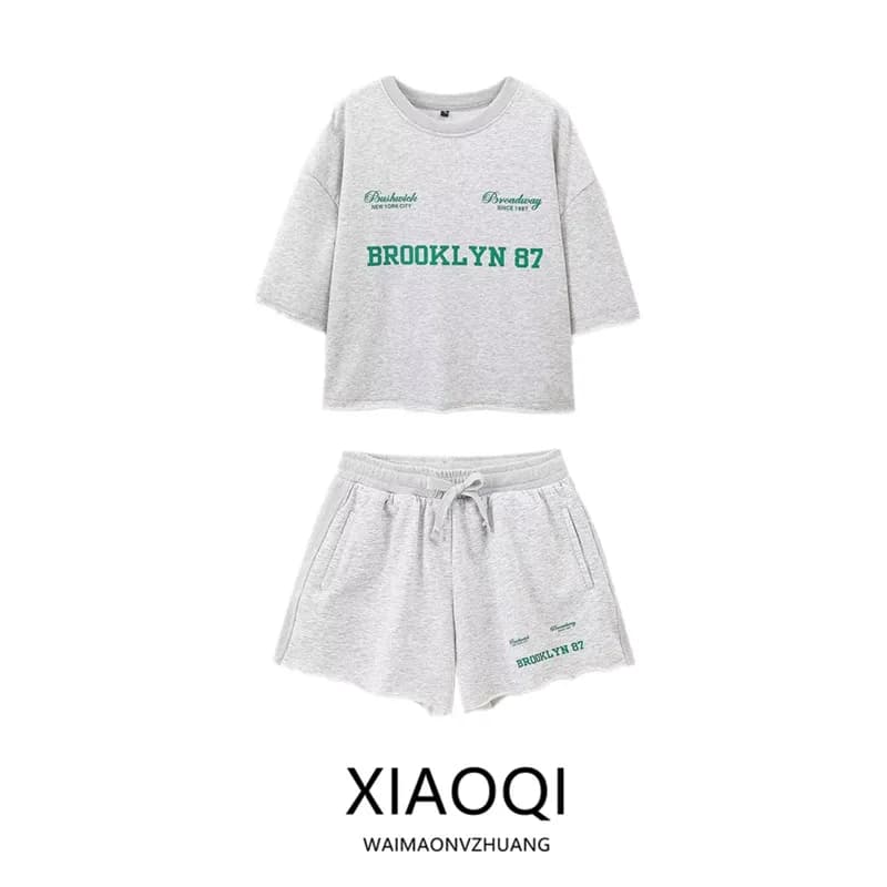 Comfortable Long Sleeve round Neck Sweatshirt Shorts Set Women's Printed Velvet Fabric Autumn New Arrival Casual Sportswear