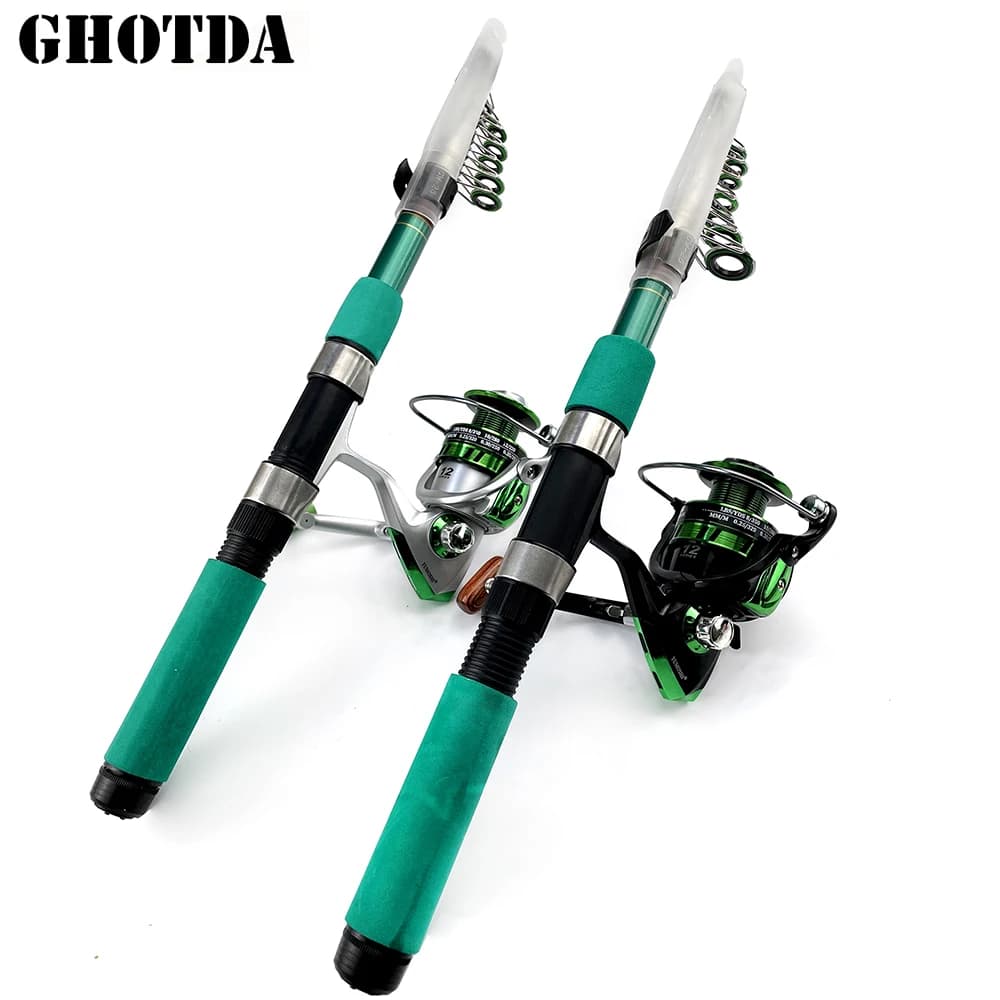 Super Hard Sea Fishing Rod Set Portable Saltwater Travel Pole Set Brake Drag 6Kg Spinning Reel per Bass Pike Pesca 2.1-3.6m