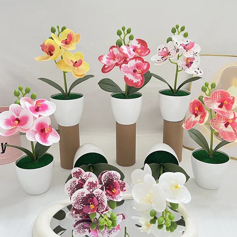 1 pcs bonsai simulated butterfly orchid plant artificial table dining table home office pot wedding home room decoration gifts
