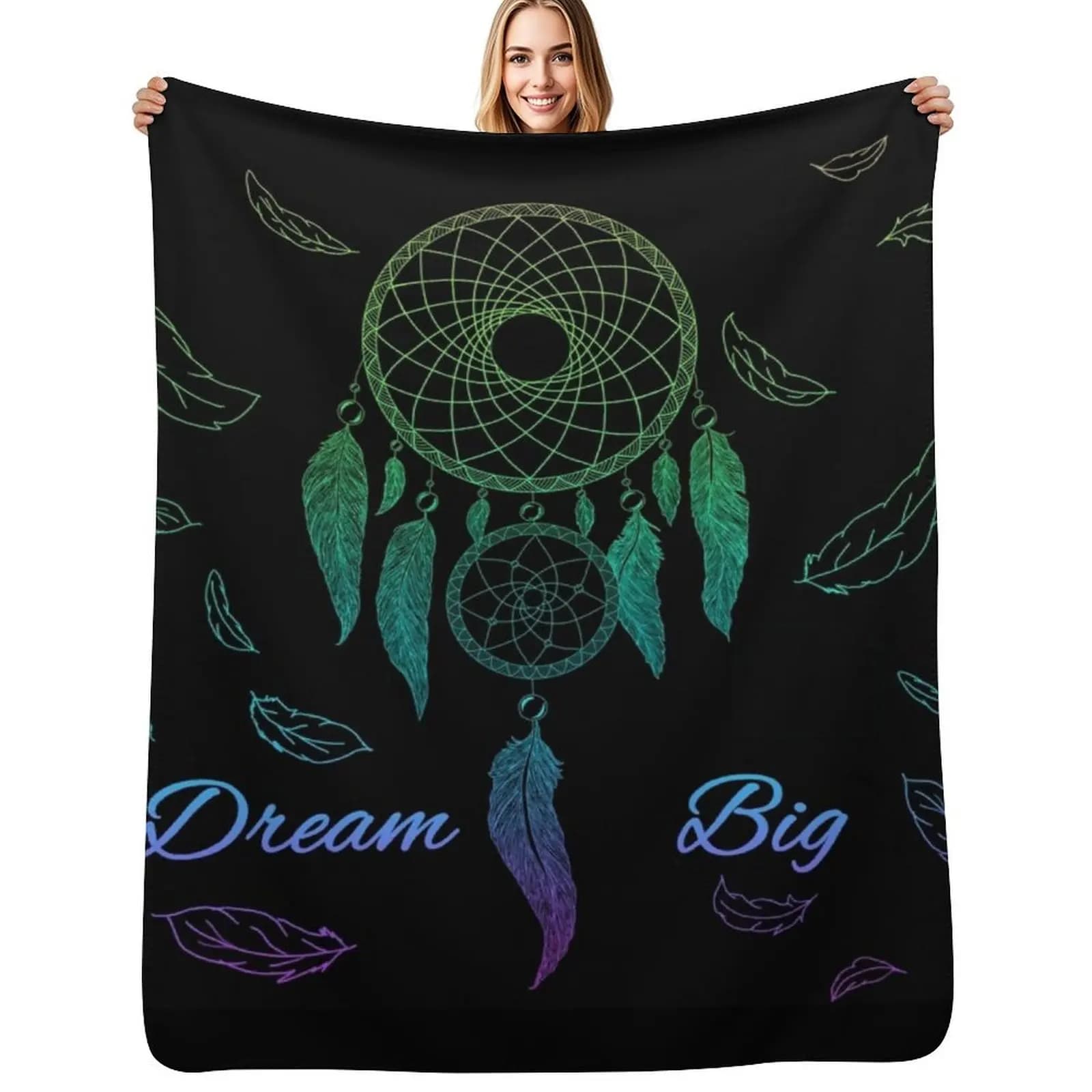 Dream Big Dream Catcher Throw Blanket All Season Lightweight Soft Blanket for Bed