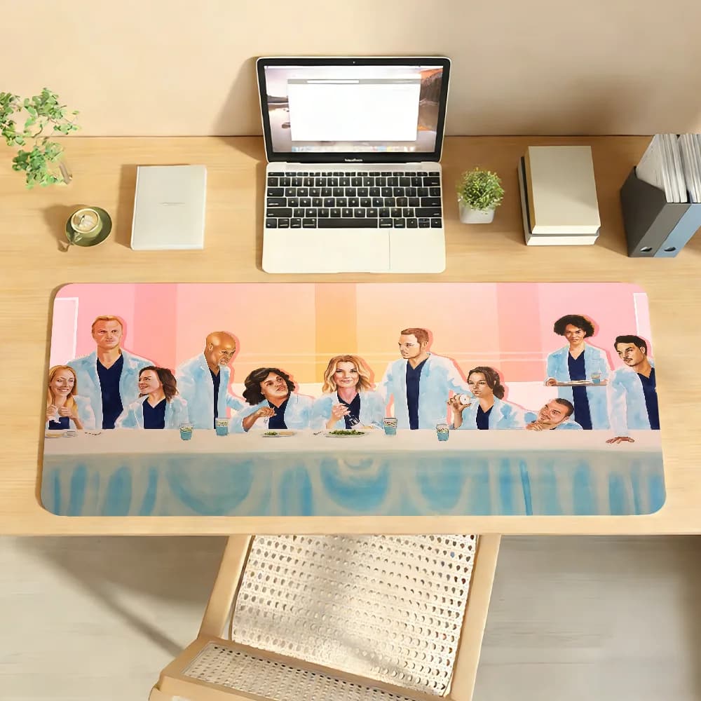 Tappetino per mouse Classic TV Grey's Anatomy, antiscivolo, con bordo bloccabile, accessori per PC e laptop, in gomma, per ufficio, tastiera, grande, XXL, per giochi, da scrivania