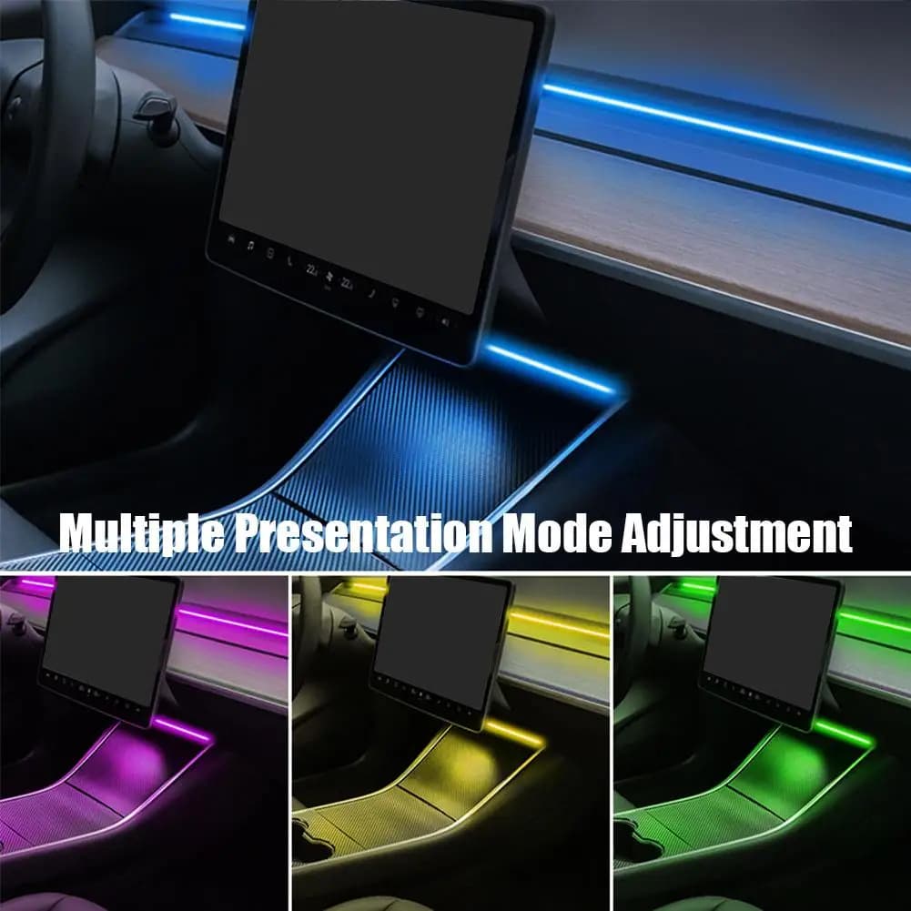 Per Tesla Y: Luce Ambientale RGB a 64 Colori per Console Centrale e Cruscotto, Controllo APP Wireless, Lampada USB Ricaricabile E3K7
