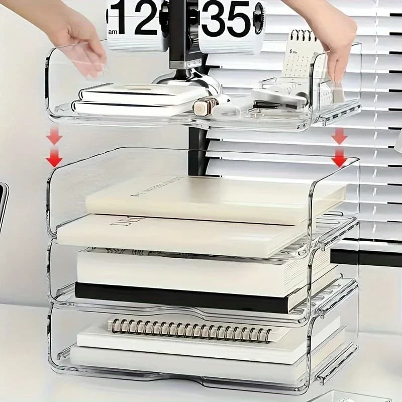 2 organizer e contenitori da scrivania avanzati per ufficio, archivio impilabile, porta documenti da scrivania, cartelle per documenti, libri e fogli