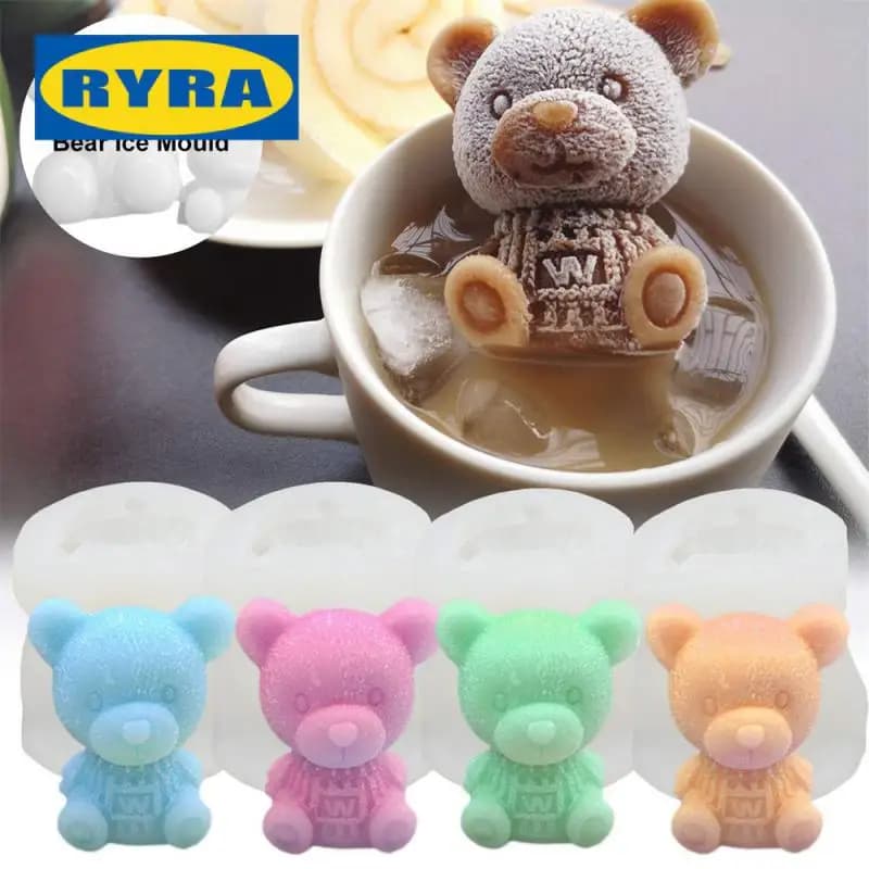 3D Ice Maker Little Teddy Bear Shape torta al cioccolato stampo vassoio gelato whisky vino Cocktail stampo in Silicone forniture da cucina