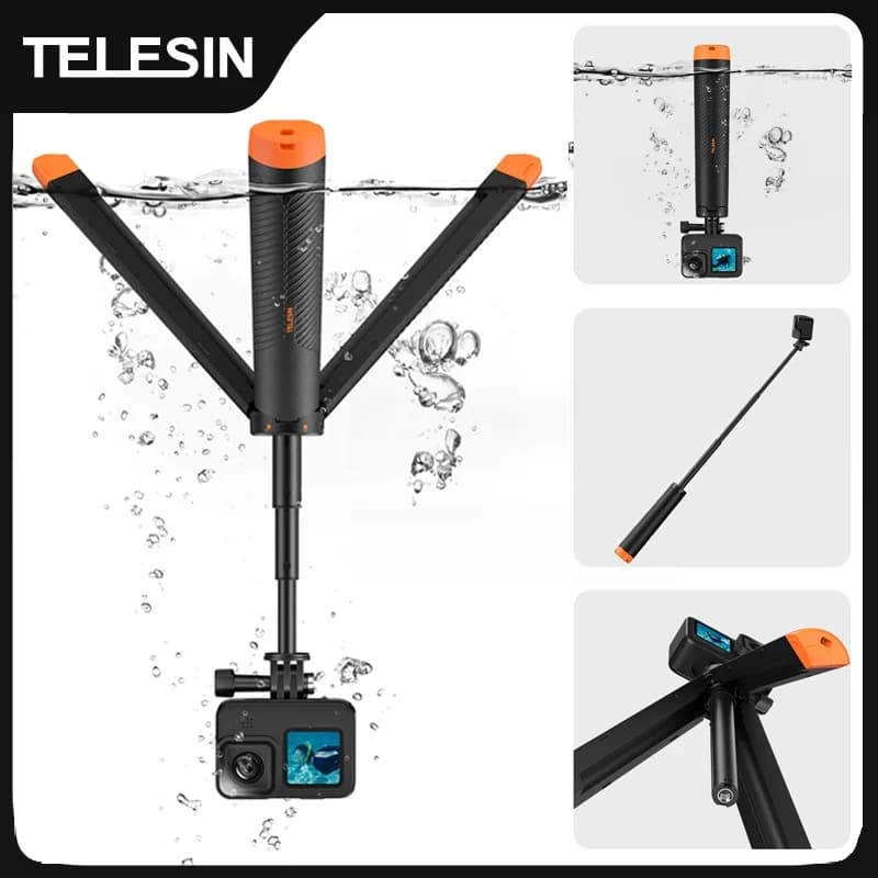TELESIN Asta Galleggiante Subacquea Estensibile per Selfie e Treppiede per Fotocamere GoPro, Insta360, DJI OSMO Action e Accessori