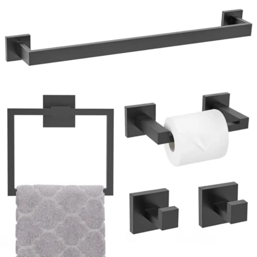 Set di Accessori per Bagno 5 Pezzi, Portasciugamani Moderno da 23,6 Pollici, Set Portasciugamani in Acciaio Inox SUS304