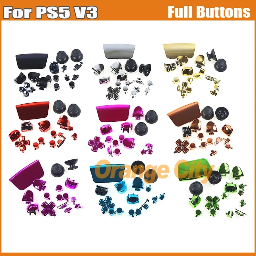 8 Set di Pulsanti Completi per Gamepad PS5 3.0 Playstation5 V3.0, Kit di Pulsanti Elettroplaccati, Accessori per Controller di Gioco